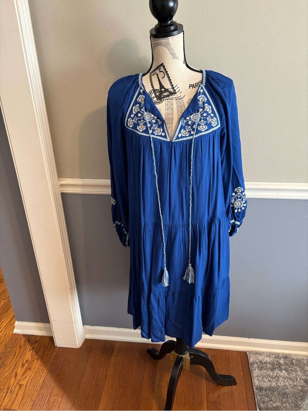 🌾SALE🌾 Max Studio Royal Blue Embroidered Peasant Dress